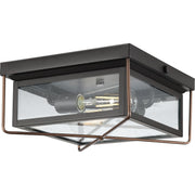 Progress P550069-020 Barlowe Collection Two-Light Antique Bronze and Clear Seeded Glass Farmhouse Style Flush Mount Ceiling Light Main Image.jpg