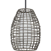 Progress P550083-031 Pawley Collection One-Light Matte Black and Dark Gray Rattan Indoor/Outdoor Hanging Pendant Light Main Image.jpg