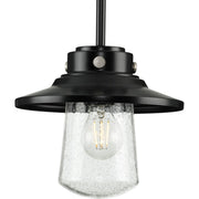 Progress P550093-031 Tremont Collection One-Light Matte Black and Clear Seeded Glass Farmhouse Style Hanging Mini-Pendant Light Main Image.jpg