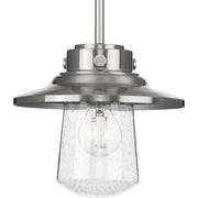 Progress P550093-135 Tremont Collection One-Light Stainless Steel and Clear Seeded Glass Farmhouse Style Hanging Mini-Pendant Light Main Image.jpg