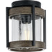 Progress P550109-31M Whitmire Collection  One-Light Matte Black with Aged Oak Accents Clear Seeded Glass Farmhouse Outdoor Ceiling Mount Light Main Image.jpg