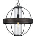 Progress P550111-31M Terrace Collection  One-Light Matte Black Clear Seeded Glass Global Outdoor Hanging Light Main Image.jpg