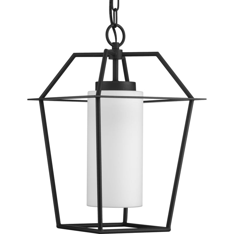 Progress P550120-031 Chilton Collection One-Light New Traditional Textured Black Etched Opal Glass Outdoor Hanging Light Main Image.jpg