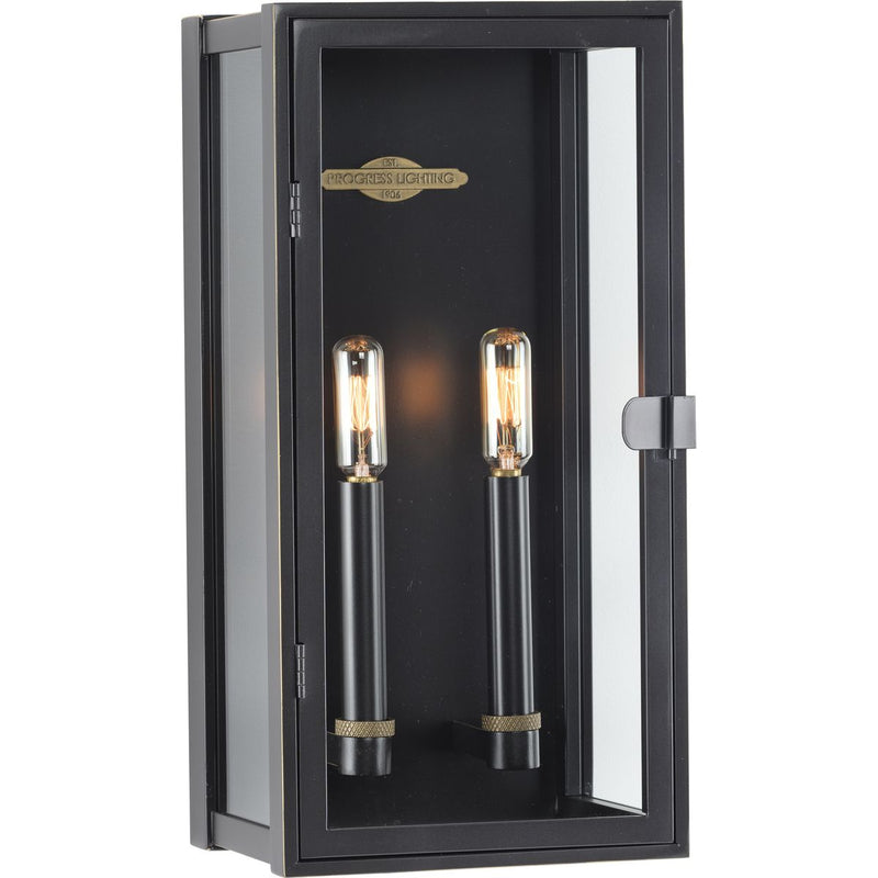 Progress P560268-108 Stature Collection Two-Light Oil Rubbed Bronze and Clear Glass Transitional Style Medium Outdoor Wall Lantern Main Image.jpg