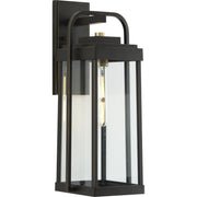 Progress P560287-020 Walcott Collection  One-Light  Antique Bronze with Brasstone Accents Clear Glass Transitional Outdoor Wall Lantern Light Main Image.jpg