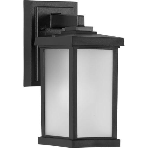 Progress P560288-031 Trafford Non-Metallic Lantern Collection  One-Light Textured Black Frosted Shade Traditional Outdoor Wall Lantern Light Main Image.jpg