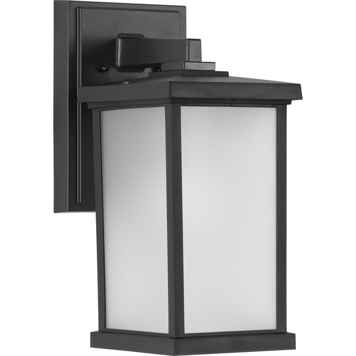 Progress P560289-031 Trafford Non-Metallic Lantern Collection  One-Light Textured Black Frosted Shade Traditional Outdoor Wall Lantern Light Main Image.jpg