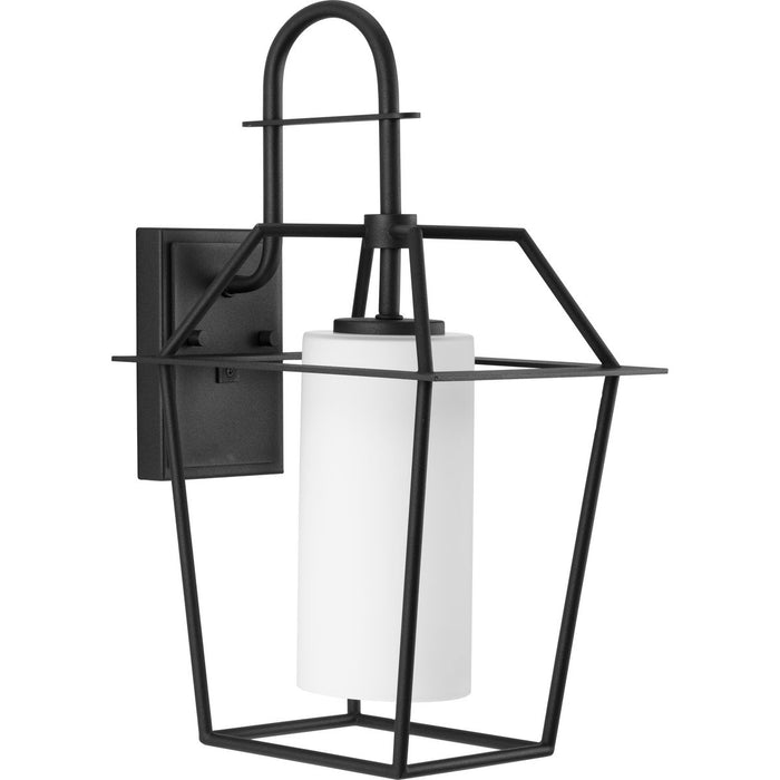 Progress P560314-031 Chilton Collection One-Light New Traditional Textured Black Etched Opal Glass Outdoor Wall Lantern Main Image.jpg