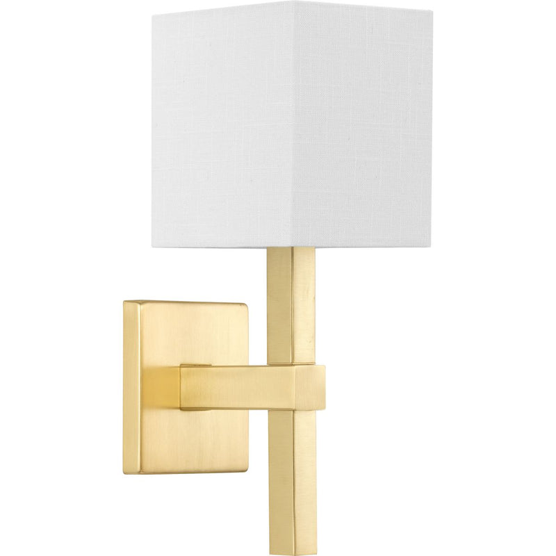 Progress P710016-012 Metro Collection One-Light New Traditional Satin Brass Summer Linen Wall Light Main Image.jpg