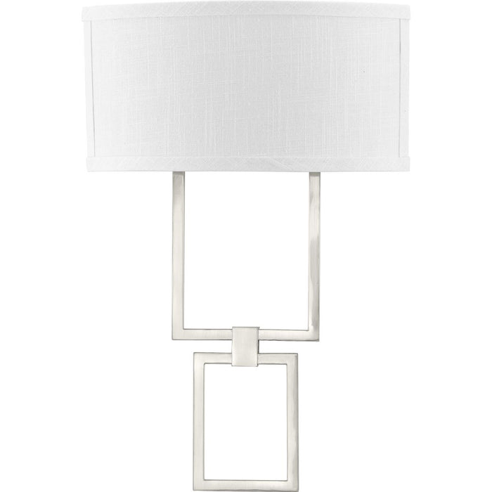 Progress P710054-009-30 LED Shaded Sconce Collection Brushed Nickel One-Light Square Wall Sconce Main Image.jpg