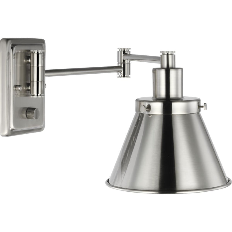 Progress P710085-009 Hinton Collection Brushed Nickel Swing Arm Wall Light Main Image.jpg