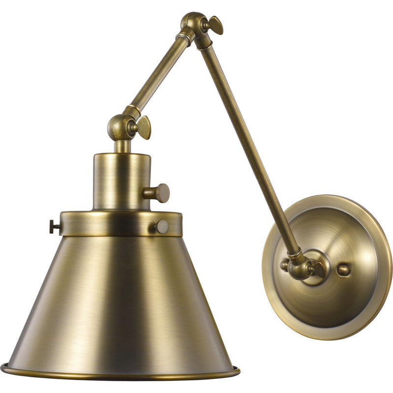 Progress P710095-163 Hinton Collection Vintage Brass Swing Arm Wall Light Main Image.jpg