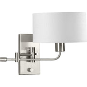 Progress P710104-009 Carrick Collection  One-Light Brushed Nickel Summer Linen Shade Transitional Wall Light Main Image.jpg