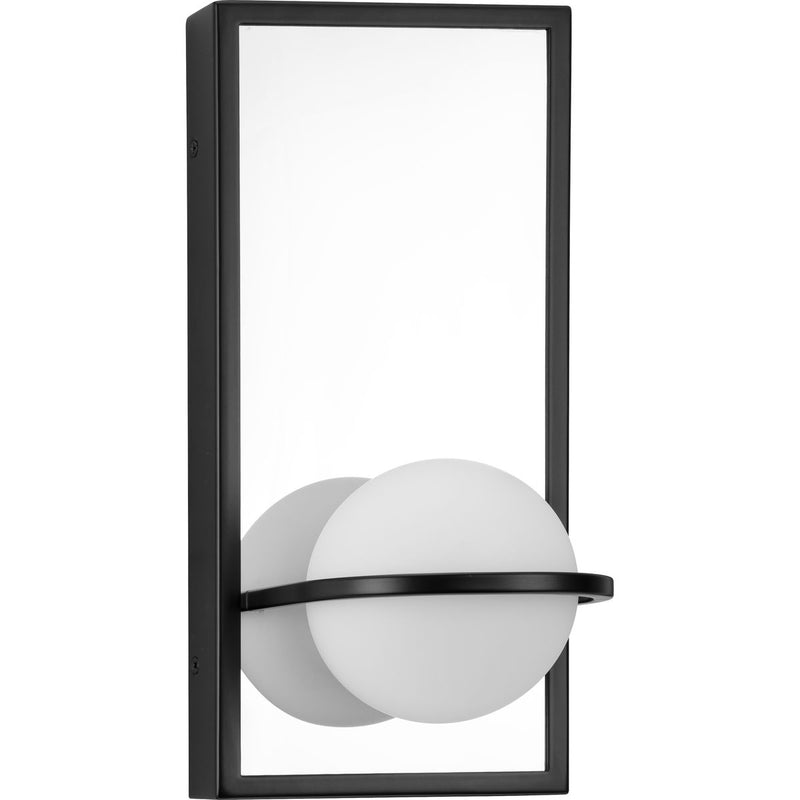 Progress P710105-031-30 Pearl LED Collection  Mid-Century Modern Matte Black Etched Opal Glass Wall Bracket Main Image.jpg