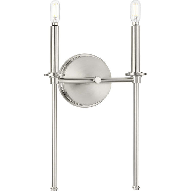 Progress P710107-009 Elara Collection Two-Light New Traditional Brushed Nickel Wall Light Main Image.jpg