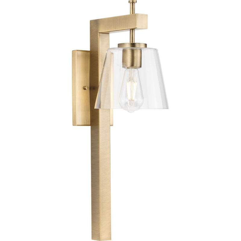 Progress P710108-163 Saffert Collection One-Light New Traditional Vintage Brass Clear Glass Wall Light Main Image.jpg