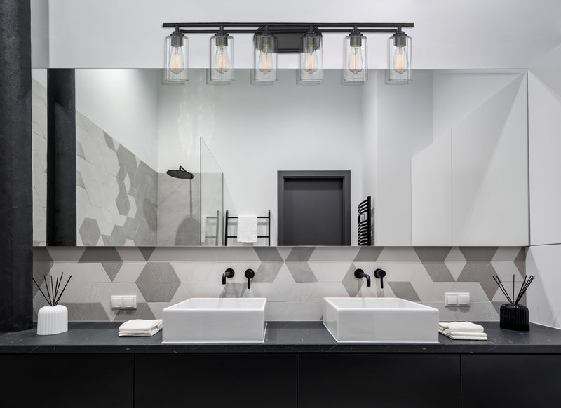 Innovations Lighting 353-6W-BK-CL-LED Ice 6 Light Bath Vanity Light, Matte Black Alternate Image 2.jpg
