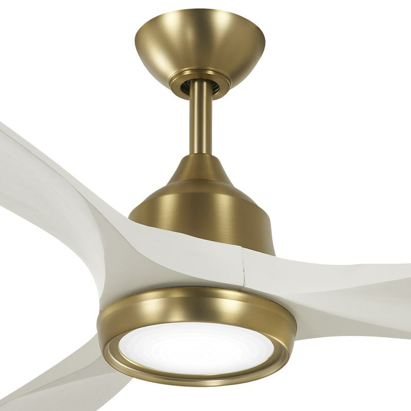 Minka-Aire F749L-SBR/WHF Skyhawk - 3-Blade LED 60" DC Ceiling Fan, Soft Brass w/ Flat White Blades Alternate Image.jpg