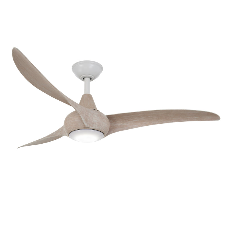 Minka-Aire F844-WHF/BLW Light Wave - 3-Blade LED 52" Ceiling Fan, Flat White w/ Bleached Seasoned Wood Blades Main Image.jpg