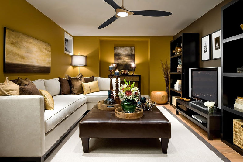 Minka-Aire F868L-SBR/CL Sleek - 3-Blade 60" LED Smart Ceiling Fan, Soft Brass with Coal Blades Alternate Image 4.jpg