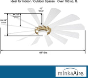 Minka-Aire F870L-SBR/WHF Windmolen - LED 65" Smart Ceiling Fan, Soft Brass with Flat White Blades Alternate Image 2.jpg