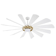 Minka-Aire F870L-SBR/WHF Windmolen - LED 65" Smart Ceiling Fan, Soft Brass with Flat White Blades Main Image.jpg