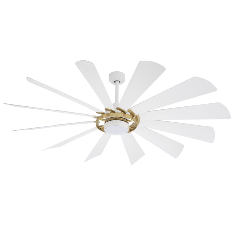 Minka-Aire F870L-SBR/WHF Windmolen - LED 65" Smart Ceiling Fan, Soft Brass with Flat White Blades Main Image.jpg
