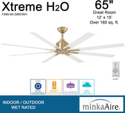 Minka-Aire F896-65-SBR/WHF Xtreme H2O 65" Ceiling Fan, Soft Brass and Flat White Alternate Image 3.jpg