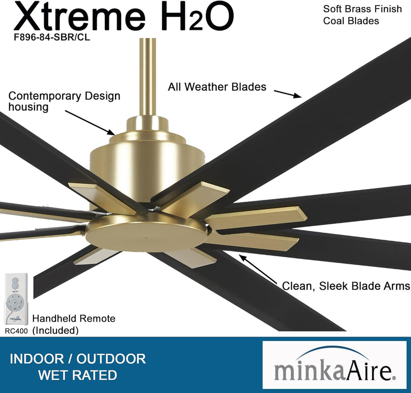 Minka-Aire F896-84-SBR/CL Xtreme H2O 84" Outdoor Ceiling Fan, Soft Brass and Coal Alternate Image.jpg