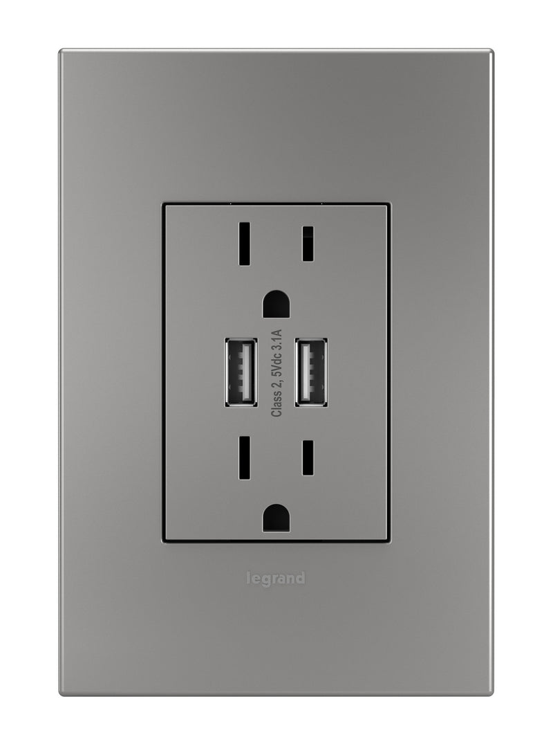 adorne® ARTRUSB153M4 Dual-USB Outlet , Magnesium Alternate Image.jpg