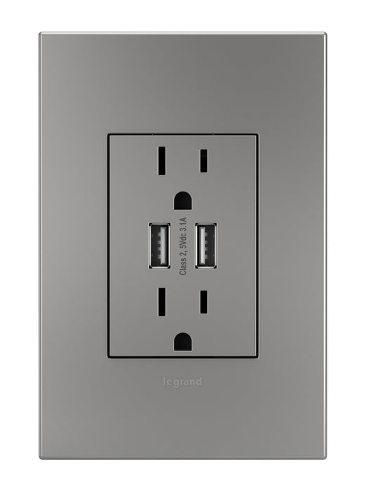 Legrand ARTRUSB153M4 Adorne Dual-USB Outlet, Magnesium Alternate Image 1