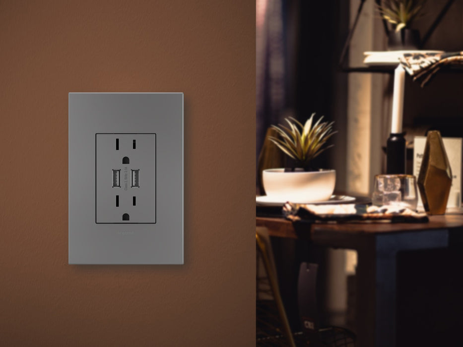 Legrand ARTRUSB153M4WP Adorne Dual-USB Outlet, Magnesium Alternate Image 2