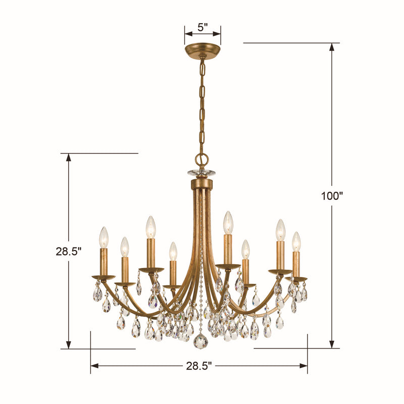 Crystorama 8828-GA-CL-MWP Bridgehampton Eight Light Chandelier Antique Gold Alternate Image 4.jpg