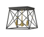 Z-Lite 447F14-MB-OBR Trestle Three Light Flush Mount, Matte Black / Olde Brass Alternate Image 3.jpg