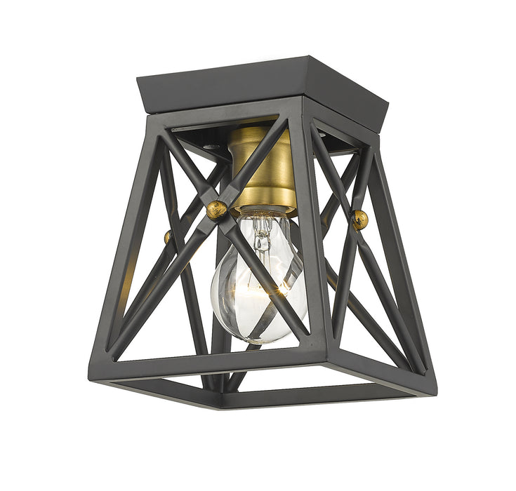 Z-Lite 447F1-MB-OBR Trestle One Light Flush Mount, Matte Black / Olde Brass Alternate Image.jpg