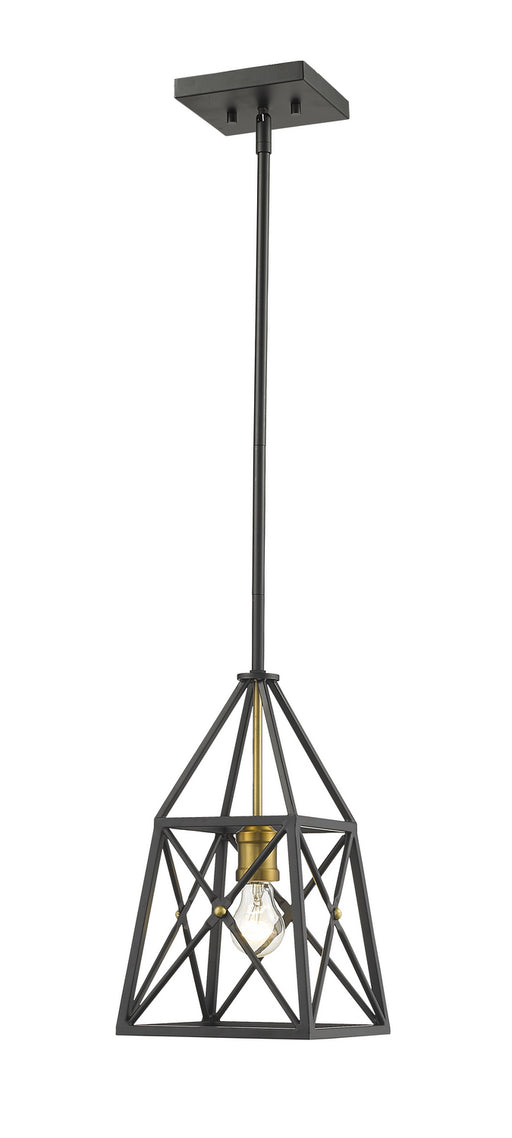 Z-Lite 447MP-MB-OBR Trestle One Light Mini Pendant, Matte Black / Olde Brass Alternate Image.jpg