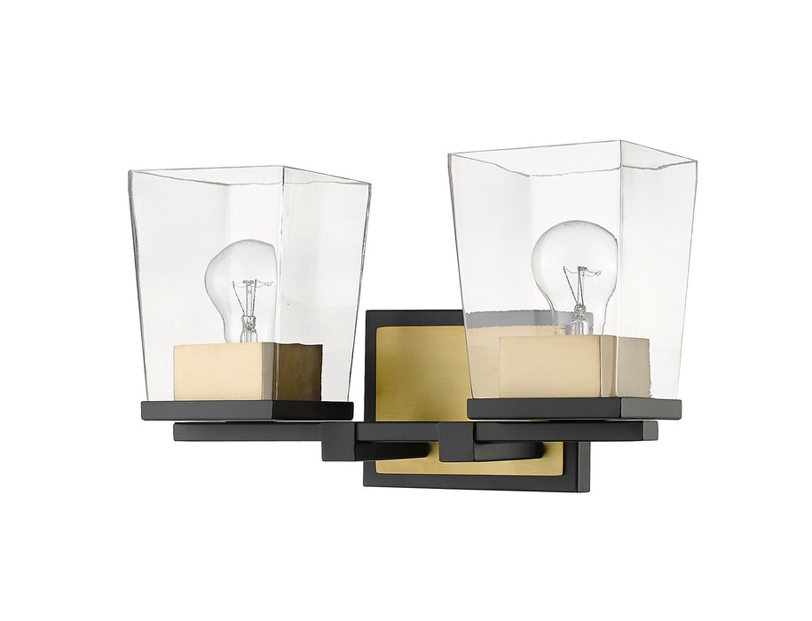 Z-Lite 475-2V-MB-OBR Bleeker Street Two Light Vanity, Matte Black / Olde Brass Alternate Image 2.jpg