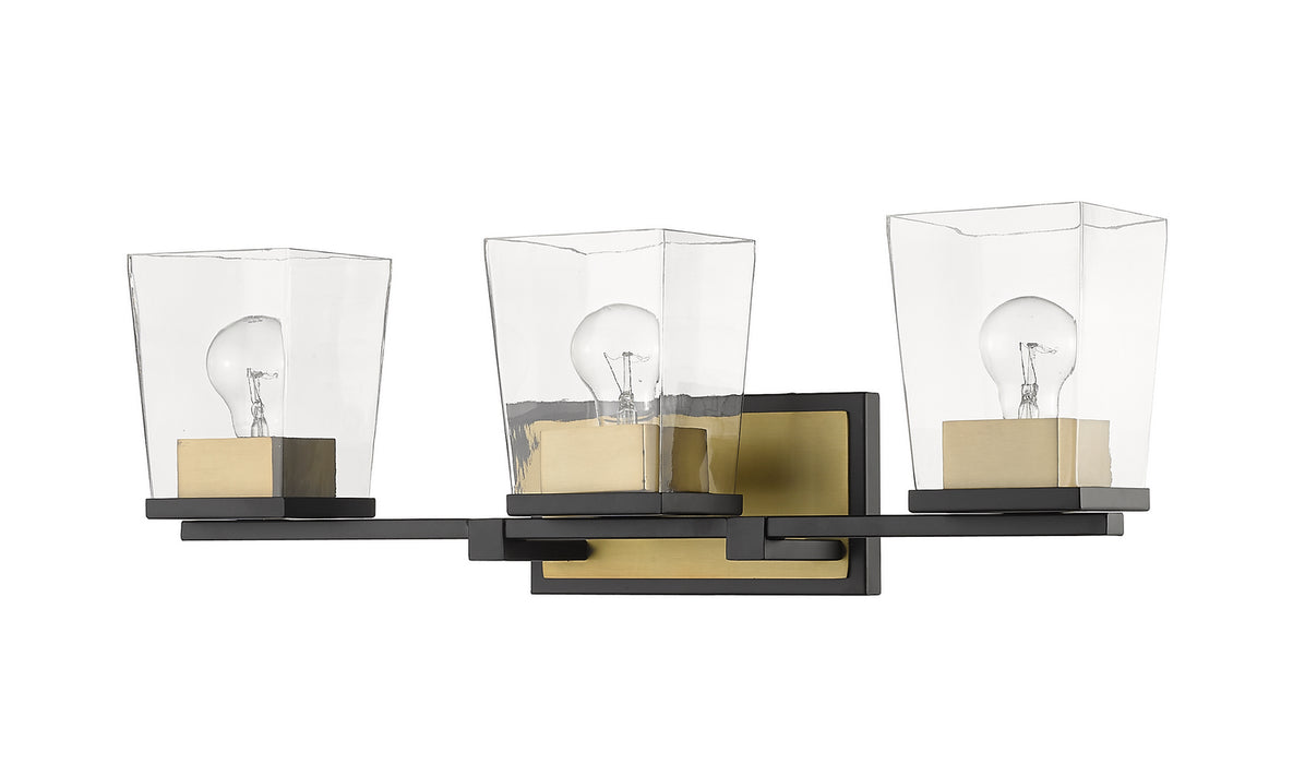 Z-Lite 475-3V-MB-OBR Bleeker Street Three Light Vanity, Matte Black / Olde Brass Alternate Image 2.jpg