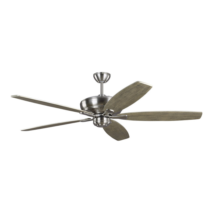 Generation Lighting 5DVR60BS Dover DC Motor 60" Ceiling Fan with 5 Blades, Brushed Steel Hardware and Light Grey Weathered Oak Blades