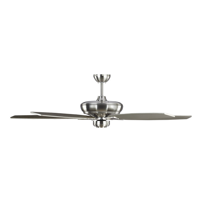 Generation Lighting 5DVR60BS Dover DC Motor 60" Ceiling Fan with 5 Blades, Brushed Steel Hardware and Light Grey Weathered Oak Blades