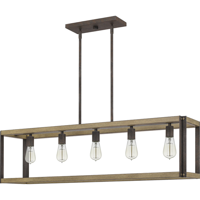 Quoizel FNN542RK Finn Five Light Island Chandelier, Rustic Black Alternate Image.jpg