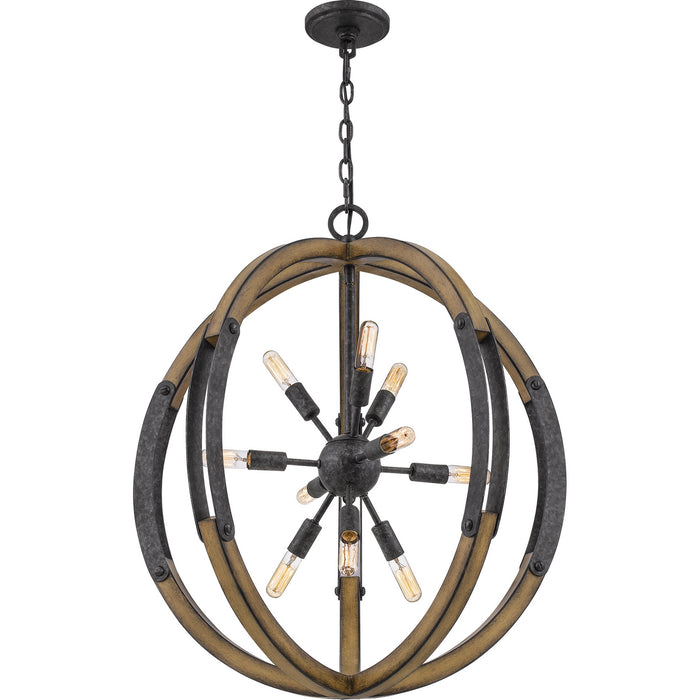 Quoizel QOP5181OK Babaton Ten Light Pendant, Old Black Finish Alternate Image 2.jpg