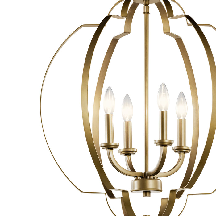 Kichler 42138NBR Four Light Foyer Pendant, Natural Brass (3)