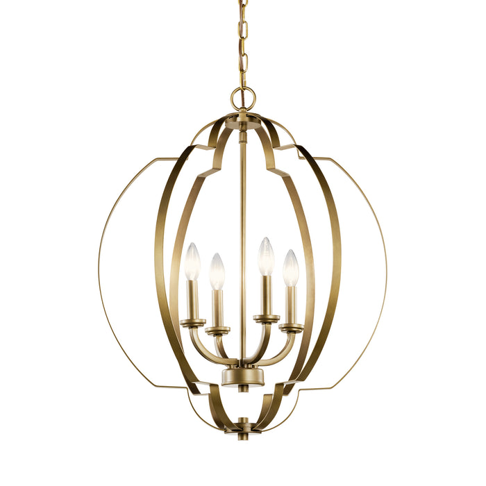 Kichler 42138NBR Four Light Foyer Pendant, Natural Brass (4)