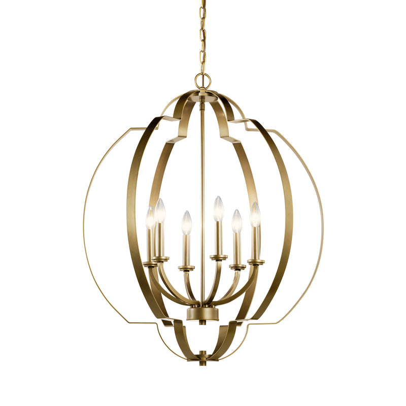 Kichler 42139NBR Six Light Foyer Chandelier, Natural Brass (3)