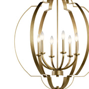 Kichler 42139NBR Six Light Foyer Chandelier, Natural Brass (4)