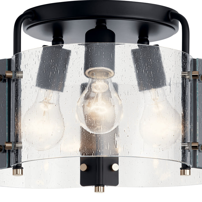 Kichler 42954BK Thoreau Three Light Semi Flush Mount, Black Alternate Image.jpg