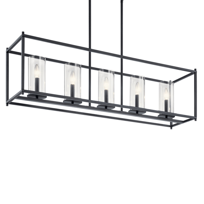 Kichler 43995BK Five Light Linear Chandelier, Black (2)