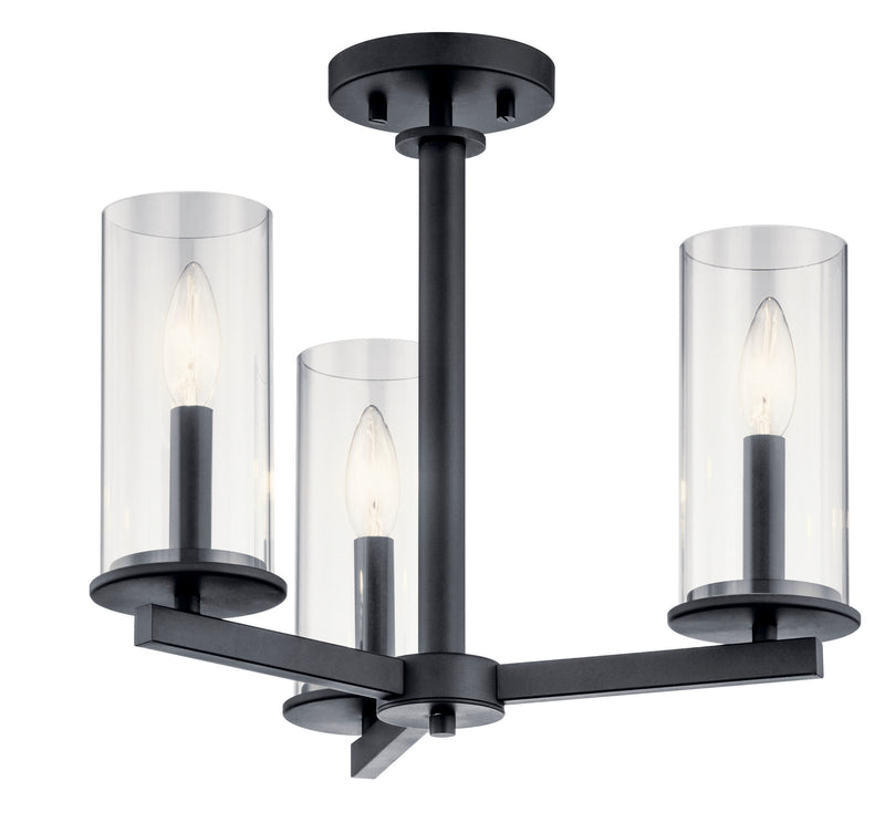 Kichler 43997BK Three Light Chandelier/Semi Flush, Black (3)