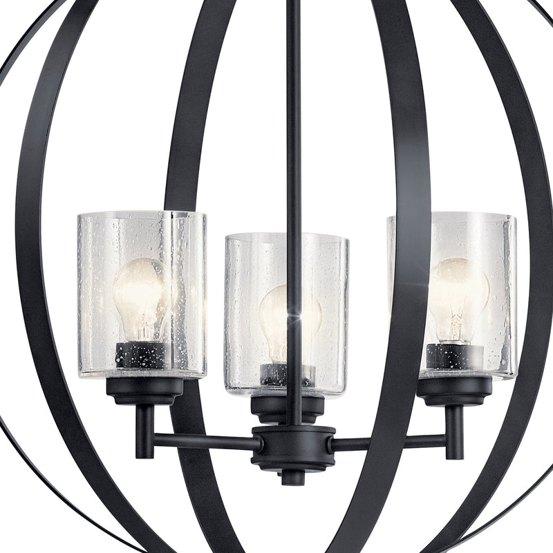 Kichler 44034BK Three Light Chandelier, Black (3)